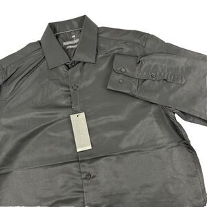 New Mens Geoffrey Beene Slim Fit Long Sleeve Button Up Shirt Size Large Black